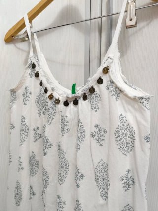 Vestido largo de algodón estampado Talla S amplia