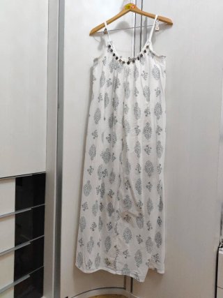 Vestido largo de algodón estampado Talla S amplia