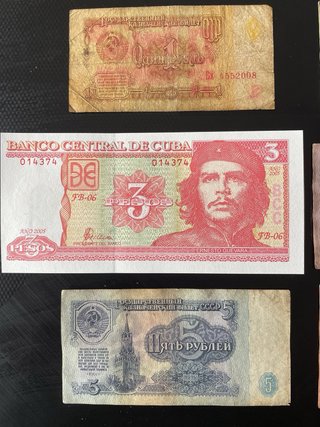 Lote 6 Billetes URSS/Cuba Lenin/Che Guevara