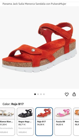 Sandalia Panama Jack Roja Mujer