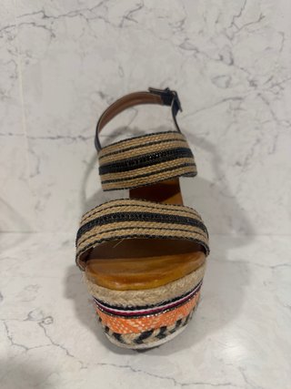 Sandalias cuña rafia multicolor