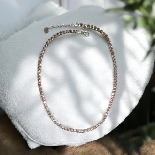 Collana tennis acciaio rosa e argento