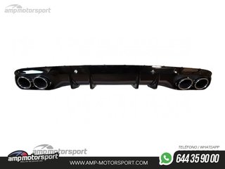 DIFUSOR TRASERO NEGRO BRILLO CON COLAS REDONDAS CROMADAS PARA MERCEDES CLASE C COUPE/CABRIO C205