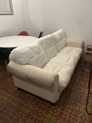 Sofá 3 plazas tela blanco