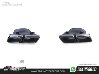 DIFUSOR TRASERO NEGRO MATE CON COLAS NEGRAS PARA MERCEDES CLASE C W205 SEDAN