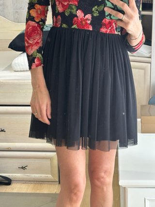 Vestido Maribel Ruiz floral negro y rojo Talla S