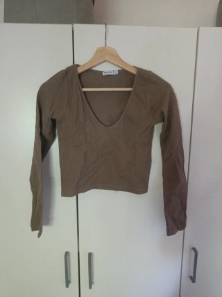 Camiseta Stradivarius manga larga marrón XS