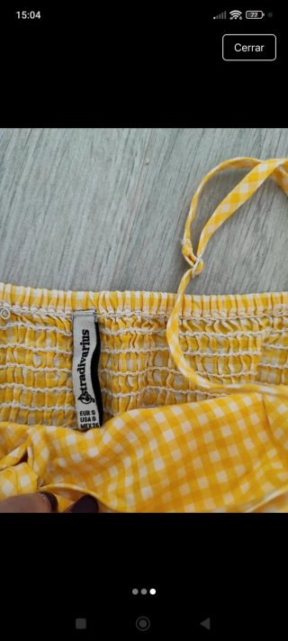 Top amarillo cuadros