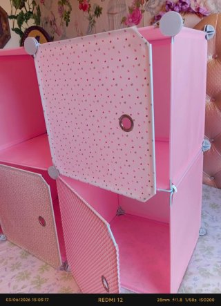 Zapatero infantil modular rosa 6 cubos