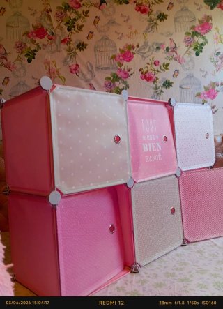 Zapatero infantil modular rosa 6 cubos
