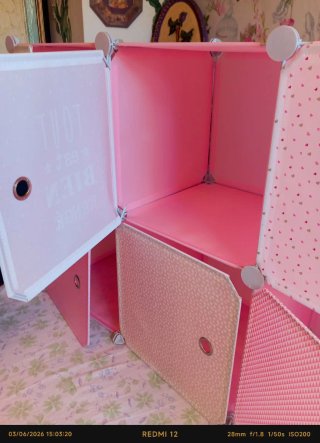 Zapatero infantil modular rosa 6 cubos