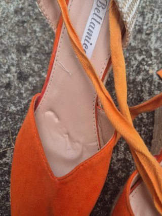 Espadrillas con zeppa arancioni e lacci Tg 36