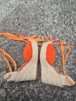 Espadrillas con zeppa arancioni e lacci Tg 36