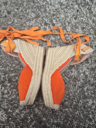 Espadrillas con zeppa arancioni e lacci Tg 36