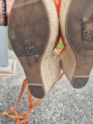 Espadrillas con zeppa arancioni e lacci Tg 36