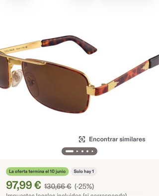 Gafas de sol vintage de lujo chapado oro