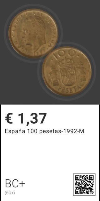 9 Monedas 100 Pesetas España 1988