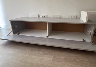 Mueble Salón TV Almacenamiento Gris/Blanco