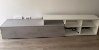Mueble Salón TV Almacenamiento Gris/Blanco