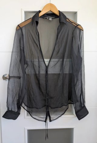 Zara Woman Talla XL - Blusa Seda Negra