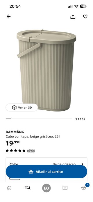 Cubo con tapa grisáceo beige