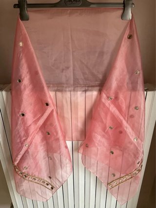 Stola rosa antico con bordi oro e specchietti