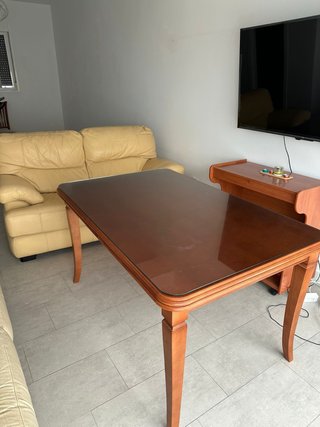 Mesa extensible madera y cristal