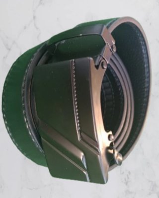 Cinturón Polipiel Hombre 120cm Hebilla Plateada
