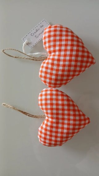 2 Cuori Arancioni Vichy Handmade decorazioni da ap