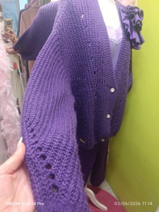 Chaqueta malva lana oversize