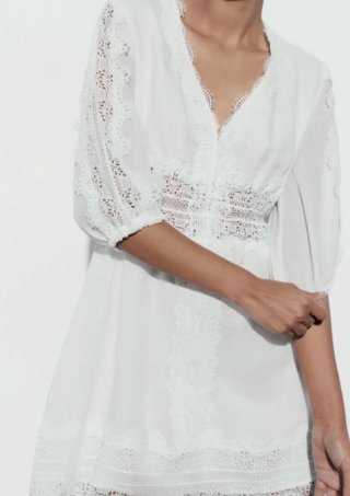 Vestido Ramio Blanco Zara Talla L