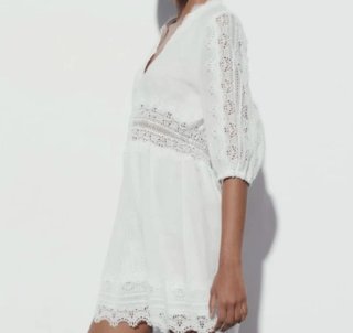 Vestido Ramio Blanco Zara Talla L