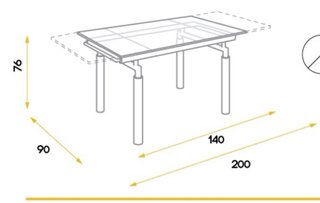Mesa extensible cristal y acero 140-200cm