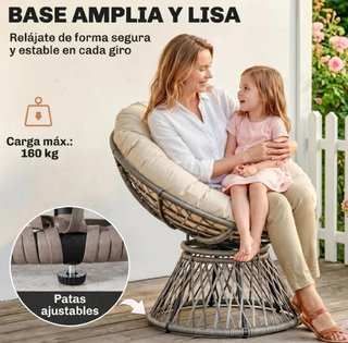 Poltrona Papasan in rattan sintetico girevole