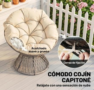 Poltrona Papasan in rattan sintetico girevole