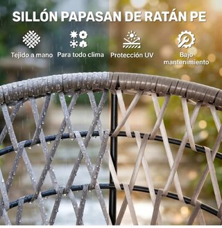 Poltrona Papasan in rattan sintetico girevole