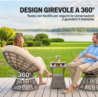 Poltrona Papasan in rattan sintetico girevole