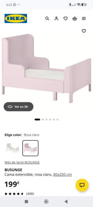 Cama extensible IKEA BUSUNGE rosa