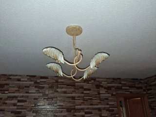 Lámpara de salón dorada y transparente