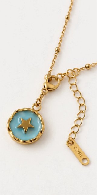 Collar dorado estrella azul estilo boho y2k