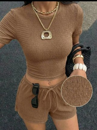 Conjunto rosa texturizado