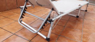 2 Tumbonas de Exterior Beige y Plata