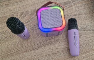 Altavoz Karaoke Bluetooth Multicolor y Lila