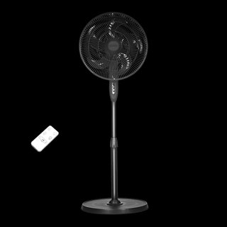Ventilador de pie negro con mando