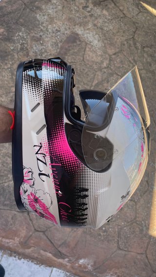 Casco Moto NZI Integral Diseño Floral Rosa