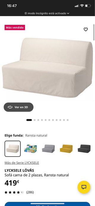 Sofá Cama IKEA LYCKSELE LÖVÅS
