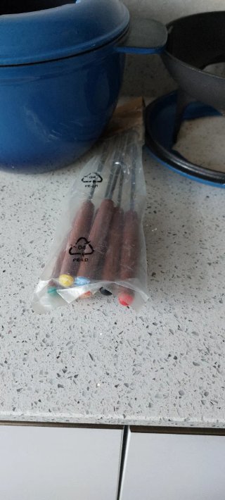 Olla de hierro para fondue azul