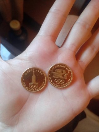 2 Monedas Bañadas en Oro 22k Juegos Olímpicos