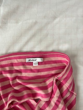 Top rosa rayas escote pico