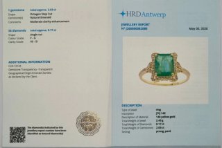 Anillo Oro 14k Esmeralda Natural y Diamantes